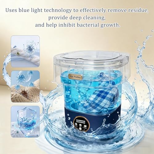 Image of Portable Washing Machine, 16L Mini Washing Machine With Spin Basket, Small Portable Washer Machine Suitable for Underwear Small Clothes Dryer Deep Cleaning D3