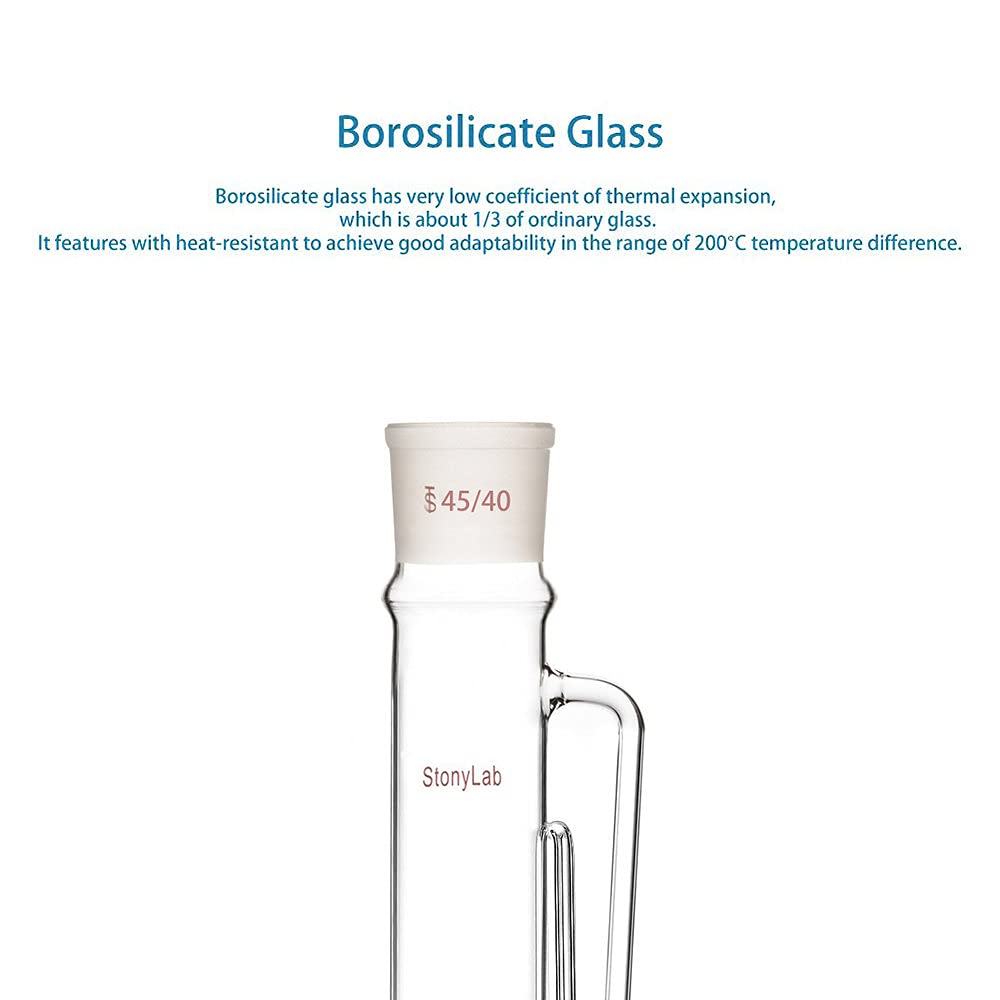 stonylab Extractor Soxhlet de Vidrio de Borosilicato, Junta Superior 45/40, Junta Inferior 24/40, Comúnmente Utilizado en la Extracción de Aceites Esenciales