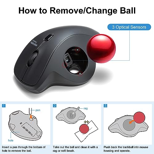 Image of SANWA 40mm /1.57in Trackball, Replacement Ball for GMAWTB40, GMABTTB41, GMATB39, Kensington Orbit Fusion, and Other Compatible Trackball Mice, Glossy Red