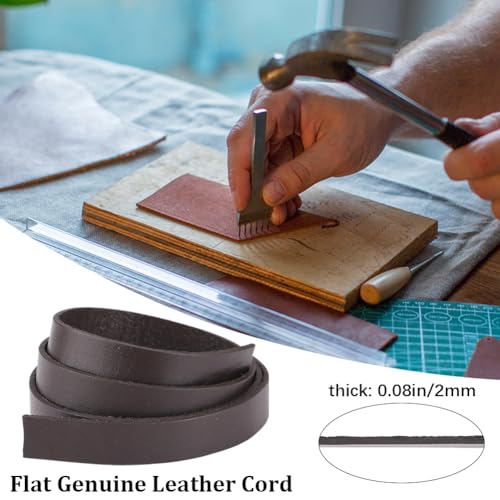 GORGECRAFT 240cm x 15mm Genuine Leather Strip Flat Leather Cord 2mm Thick Coconut Brown Strap Cowhide String Braiding Thread Rope for Bracelets Jewelry Making Keychains Belts DIY Crafts - Image 4
