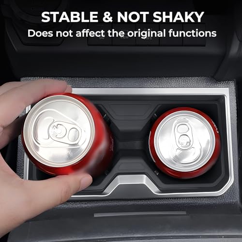 Image of Center Console Cup Holder Inserts for Toyota 4Runner 2026 2025 (6th Gen), Interior Accessories TPE Cup Holder for 2025-2026 4 Runner, Black