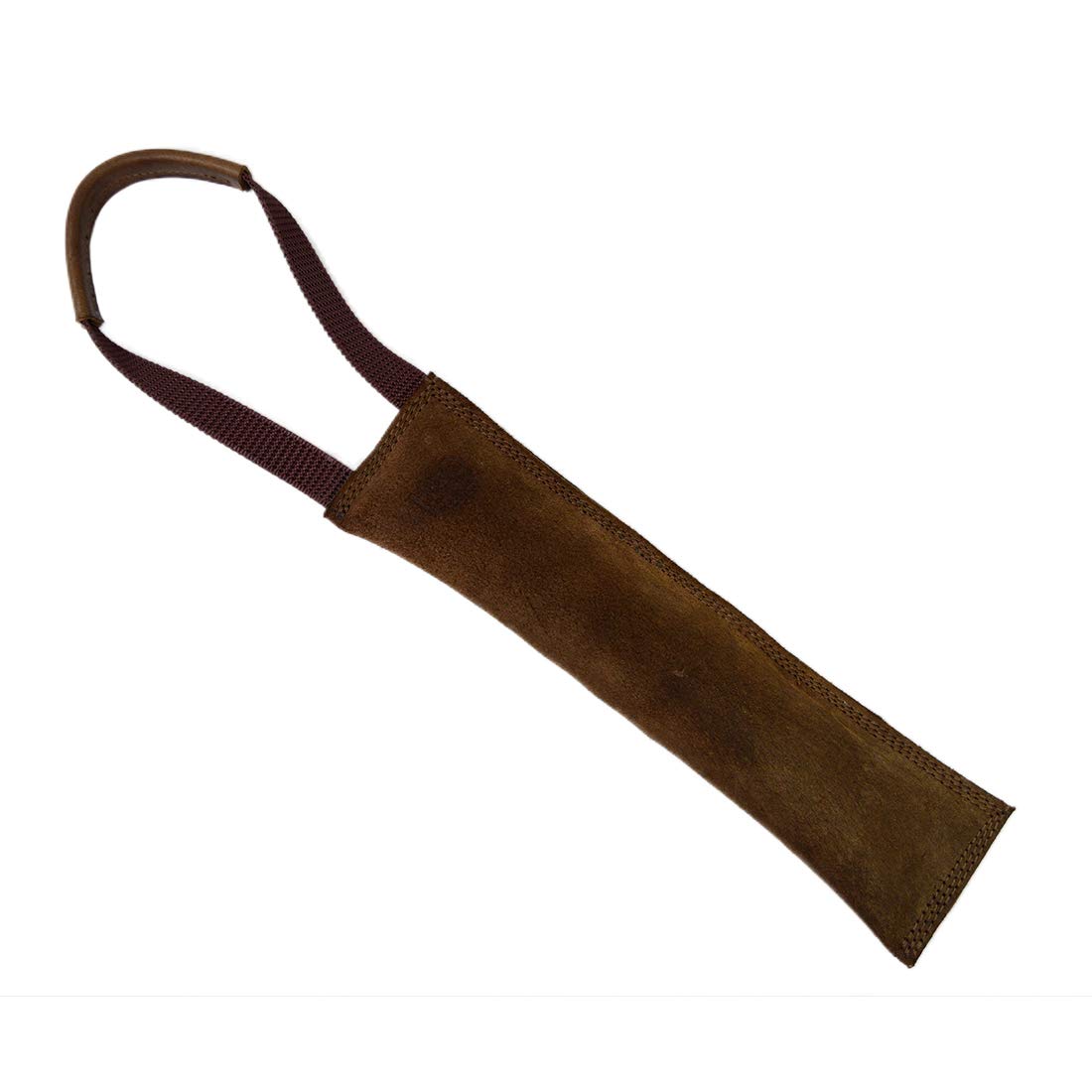 Hide & Drink, Extra Tough Thick Leather Dog Tug Toy for Training/Playing w/Comfortable Strap, Heavy Duty Handmade - Bourbon Brown