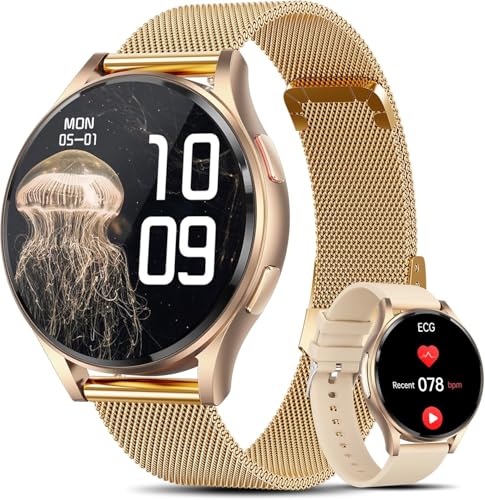 Lgnitek Smartwatch Damen mit EKG+HRV/ΒΙυtzυcker/BMI/Harnsäure, Rund 1,43\" AMOLED Gesundheitsuhr mit Telefonfunktion, 24H Pulsuhr ΒΙυtdrυck Schlafmonitor Menstruationszyklus Fitness Tracker iOS Android Lgnitek Smartwatch Damen mit EKG+HRV/ΒΙυtzυcker/BMI/Harnsäure, Rund 1,43\" AMOLED Gesundheitsuhr mit Telefonfunktion, 24H Pulsuhr ΒΙυtdrυck Schlafmonitor Menstruationszyklus Fitness Tracker iOS Android
