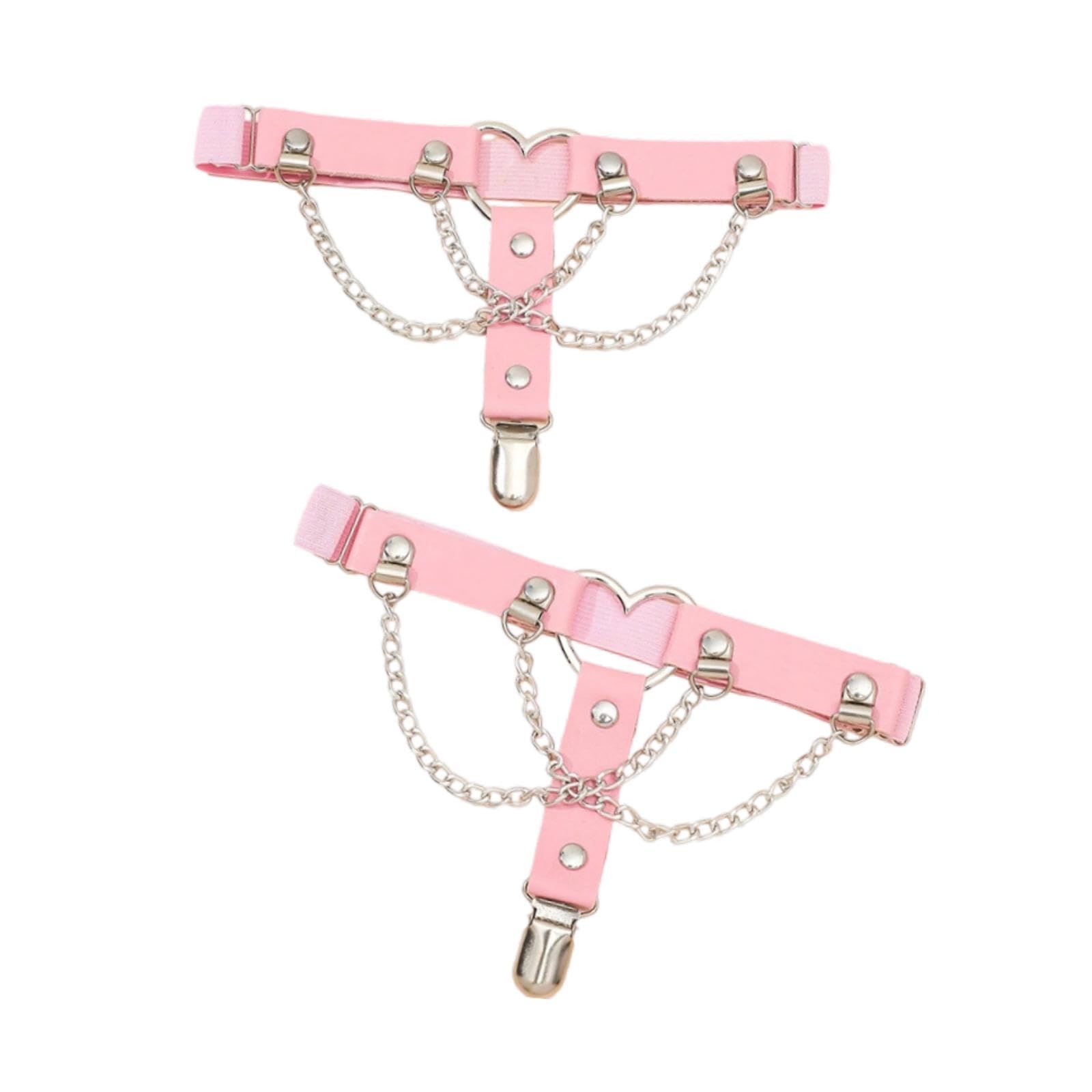 2x Thigh Garter Punk Elastic Garter Belt for Club Festival Outfits Halloween Pink | Garter Belts | Intimates & Sleep | Womens Clothing | Clothing, Shoes & Accessories