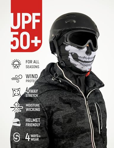 Image of UPF 50+ Balaclava Ski Mask for Men Women - UV Face Mask Motorcycle Shiesty | Windproof, Breathable, Hinge Design, Full & Half Face Coverage, Fits Under Helmet, Snowboarding, Skiing