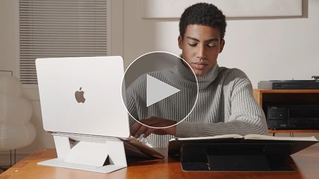 MOFT Laptop Stand, Foldable Laptop Stand, Notebook Stand With 2 Adjustable Angles, Improve Posture, Compatible With MacBook Air, MacBook Pro 11 - 16 Inches, Self-Adhesive, Earthy Beige