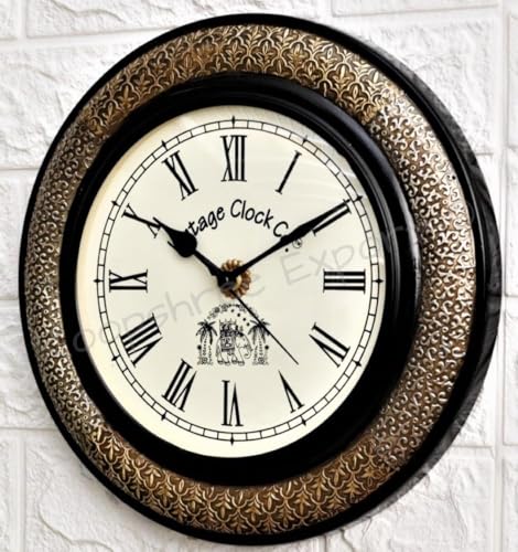 Image of Vintage Clock Brass Handcrafted Wall Clock /One Year Warranty / 1623-12-R