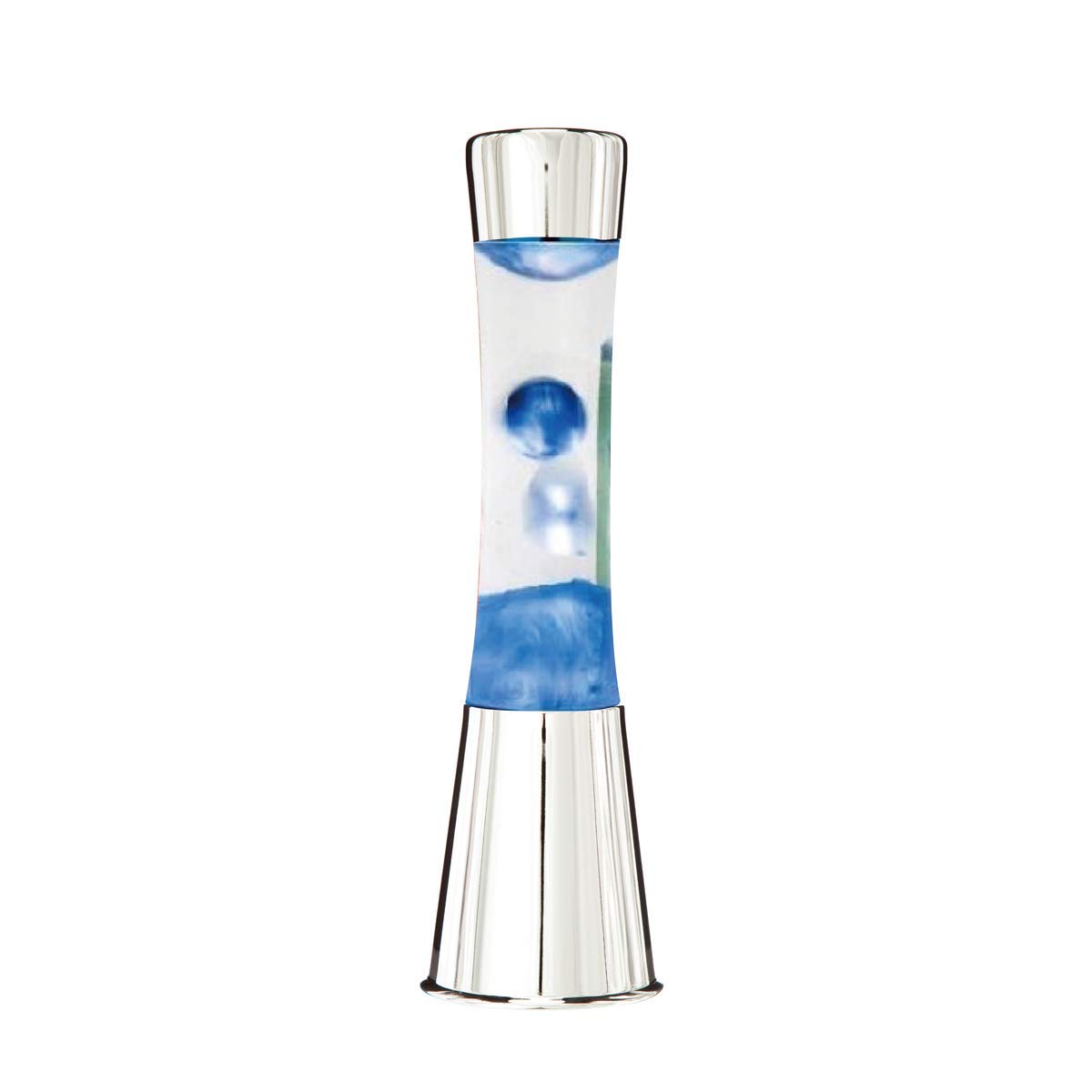 7even Lavalampe 40cm Blau Metallic & Klar/Magma Lampe Chrom Blau Metallic…