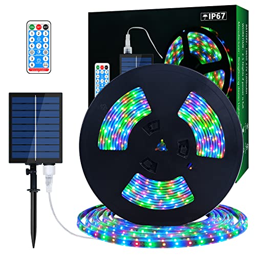 MIWATT 10M Solar LED Streifen, mult-color LED strip, LED Stripes mit 17 Tasten RF Fernbedienung, 560 LEDs, Beleuchtung von Haus, Party, Küche，Garten, Schwimmbad