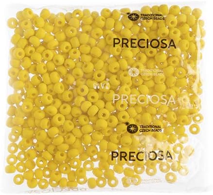 Preciosa Czech Seed Beads 32/0 (8mm) Opaque Lemon Yellow Matte - 250g Bulk Bag Beads for Jewelry Making and Crafts