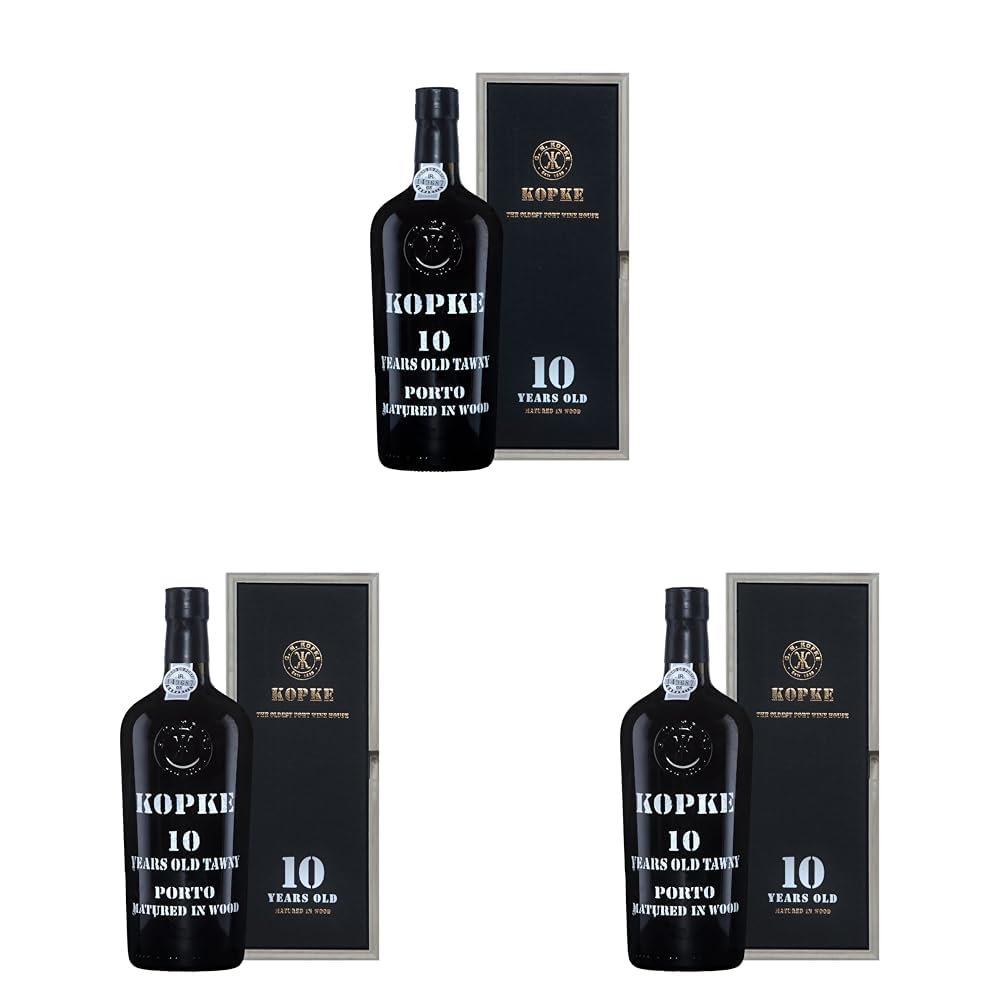KOPKE - 10 ans Tawny - Porto - 20% Alcool - Origine : Portugal - Notes de Fruits secs - Rond et moelleux en bouche - A servir au dessert ou en apéritif - 75 cl (Lot de 3)