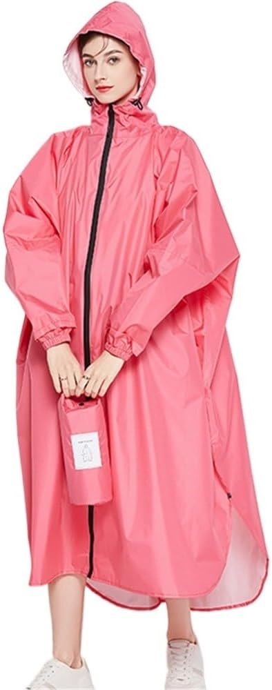 Long Rainwear Raincoat for Men and Women, Waterproof Poncho, Elastic Cuffs, Rain Coat, Trench, Big Size, XXL (Color : WHITE, Size : XX-Large)