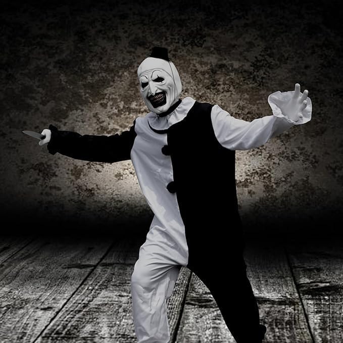 WPOZD Adult Terrifier Costume The Killer Clown Cosplay Costume Anime Black White Bodysuit Halloween Suit With Mask - Image 4