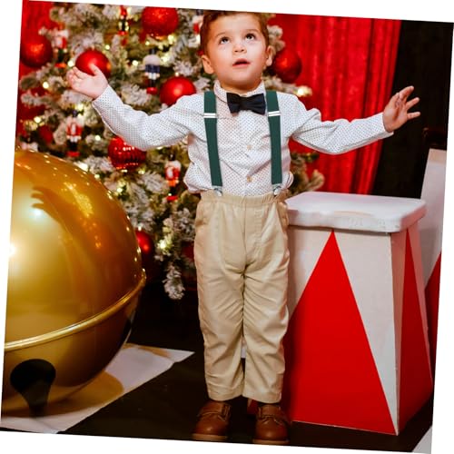 KESYOO Bow Tie and Suspenders Set for Boys Adjustable Green Suspenders Clip-on Bow Tie for Tuxedos Dress Pants and Special Occasions4