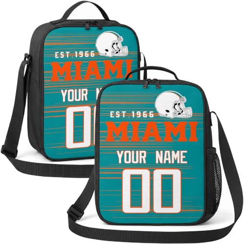 Image of Miami Lunch Bag Custom Name and Number Personalized Gifts | Custom Personalized Lunch Box for Men Women