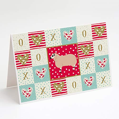 Caroline's Treasures CK5406GCA7P Kerry Hill Sheep Love Greeting Cards and Envelopes Pack of 8, Red Blank Cards with Envelopes Whimsical A7 Size 5x7 Blank Note Cards