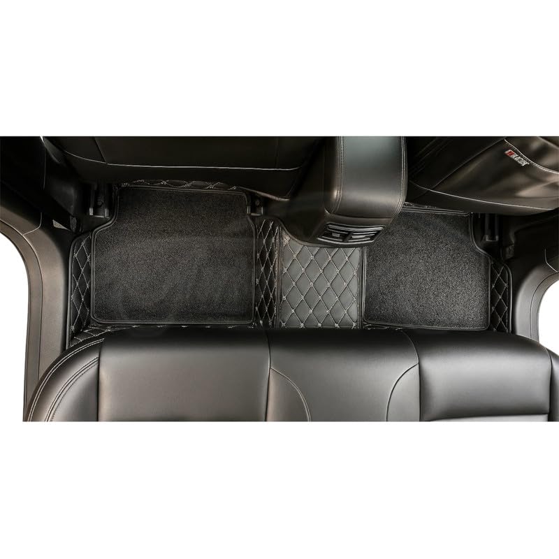 Image of 7D Luxury Car Floor Mat for Skoda Superb (2017-2022) | 7-Layer Leather Noodle /Curly Mat & Heel Pad | Anti-Skid, Waterproof (Black)