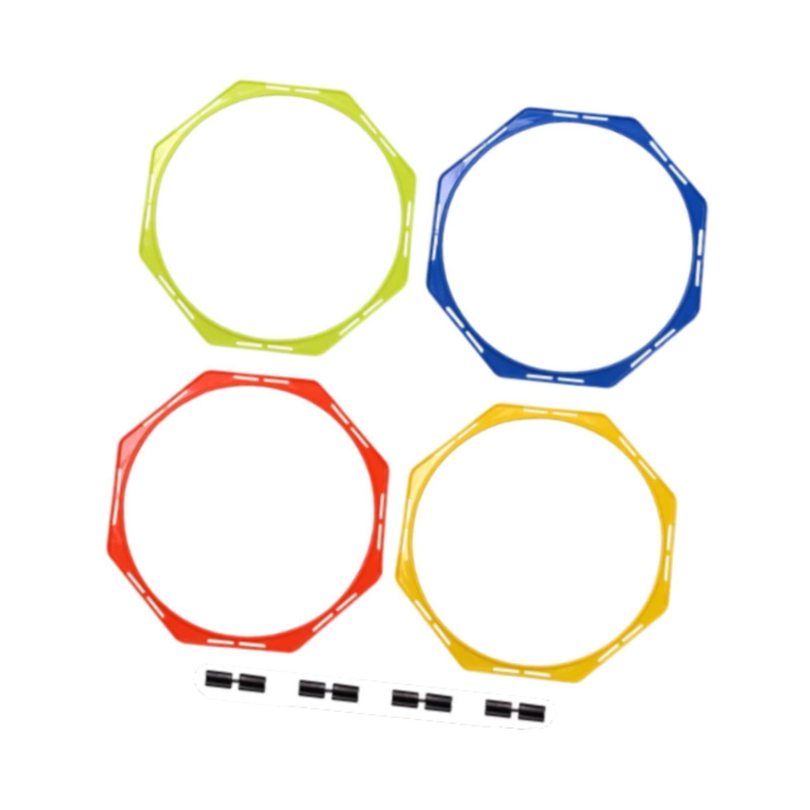 4 Anillos de, Equipo de Entrenamiento, Multiusos para Practicar Ejercicios de Juego de Pies Y Velocidad, Juegos de Fútbol.