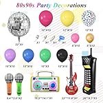 Amandir 80s 90s Theme Party Decorations, 90Pcs Balloon Garland Kit 6PCS Disco Ball Radio Boom Box Retro Mobile Phone Guitar Microphone Foil Balloons for Back to 80s 90s Hip Hop Birthday Supplies - Image 2