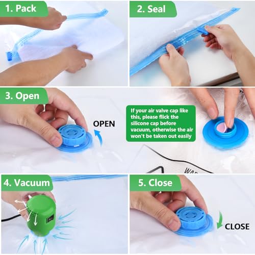 Image of Electric Pump for Vacuum Storage Bags, 55W 5000PA Portable Travel Vacuum Pump for Storage Bags, Green