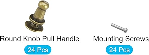 Miniatura 6 de METALLIXITY Mini tiradores de cajón (0.16 pulgadas), 24 unidades, aleación de zinc, mini pomos de cabeza redonda con tornillos, para manija de cajón