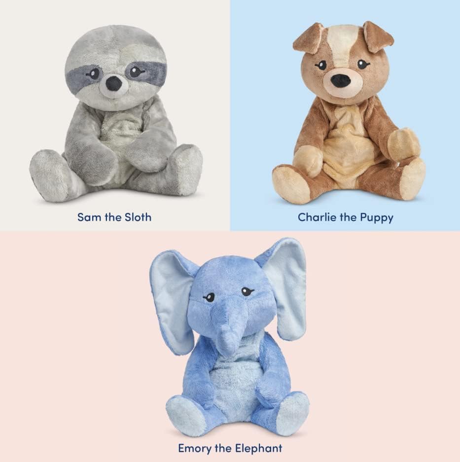 Miniatura 2 de Paquete de 3 Sam The Sloth, Emory The Elephant, Charlie The Puppy de 4.5 libras, pesado, lindo, cómodo, grande, sin perfume, animal de peluche para