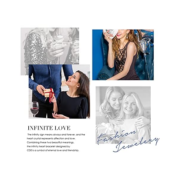 CDE Infinity Heart Symbol Charm Link Bracelet for Women 925 Sterling Silver Stainless Steel Adjustable Anniversary Jewelry Christmas Birthday Gifts for Women Wife Girlfriend Her