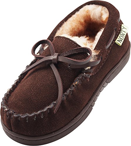 NORTY - Toddler Boys Suede Moccasin Slipper, Chocolate 40104-8MUSToddler