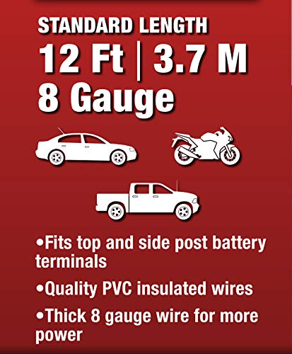 Aaa Standard Length 8 Gauge Emergency Car Battery Jumper Cables, 12 Foot / 3.7 Meter #TOP3