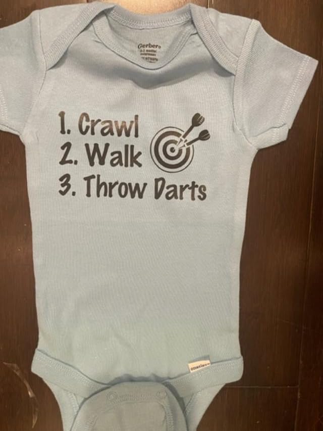 crawl walk throw darts custom baby onesie ® infant one piece dartboard bodysuit3