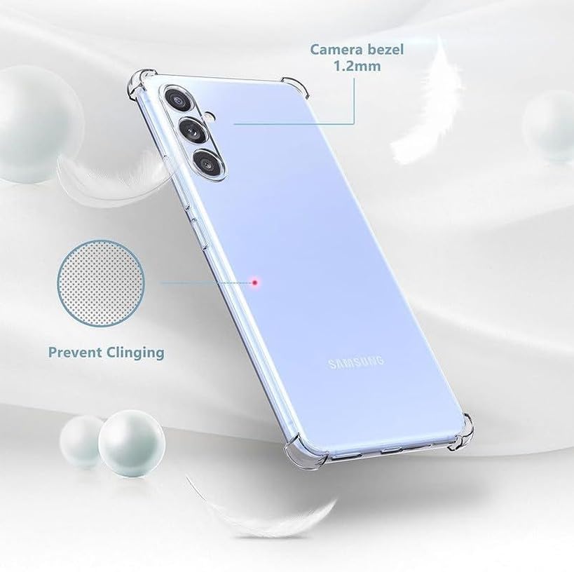 Image of BOXXO Flexible Back Cover for Samsung Galaxy M34 5G | Back Cover Transparent Clear Shockproof Case Four Corner Protection | Slim Protective Mobile Phone Cover for Samsung Galaxy M34 5G