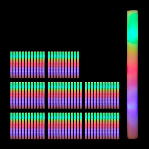 Schaumstoff-Leuchtstäbe 12er Set - 3 Blinkmodi, Farbwechsel