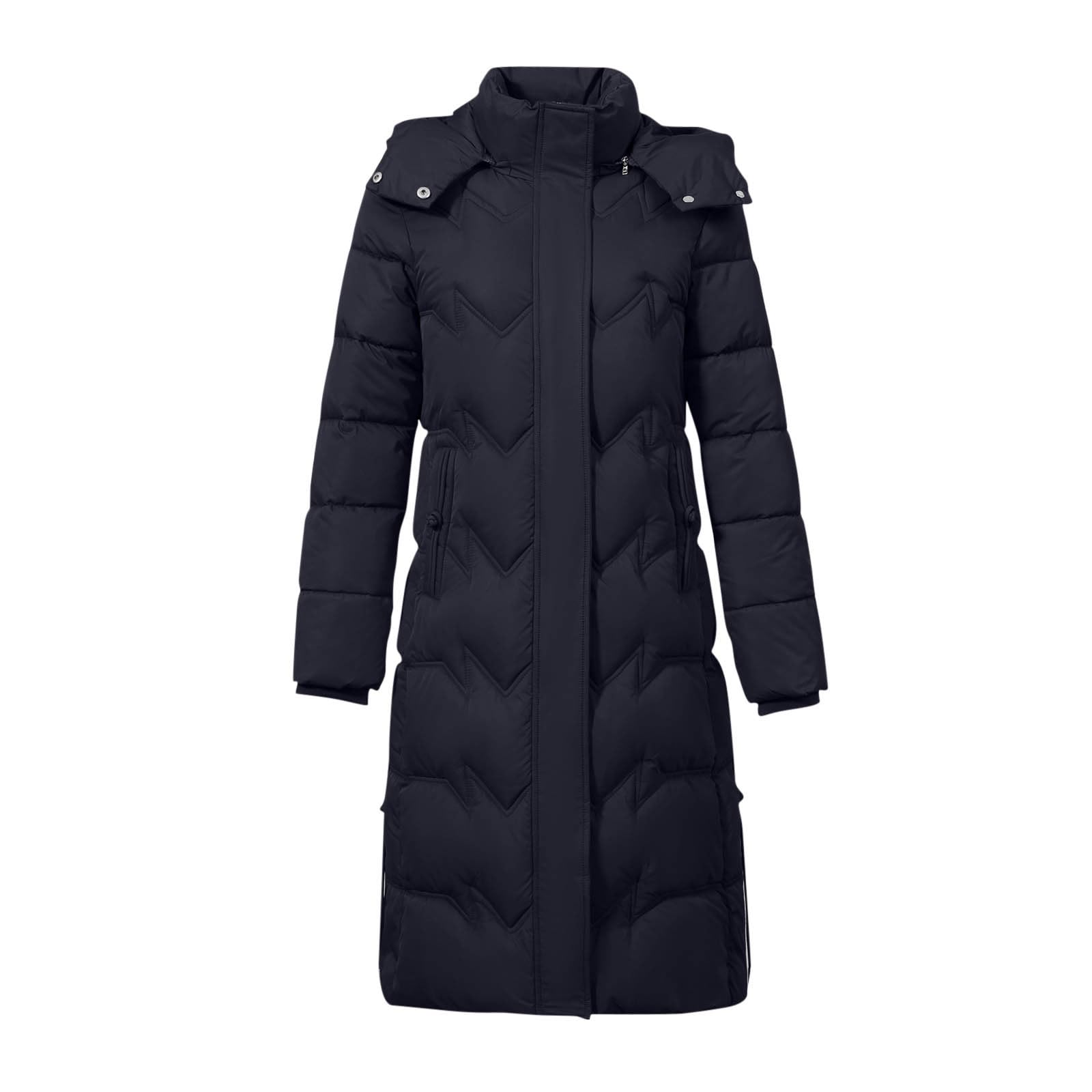 Wintermantel Damen Lang Warm Winterjacke Outdoor Warm Gefüttert Steppjacke Lange Elegant Langarm Winter Parka Jacke mit Kapuze Winterparka Mantel Einfarbig Bequemes Sportjacke Steppmantel Mantel