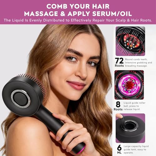 Image of 3-in-1 Scalp Massager with Hair Growth Oil Applicator, Portable Cordless Scalp Brush for Men & Women, Adjustable Speed, Soothing Red LED Mode, IPX6 Waterproof, Rechargeable Head Massage Comb for Shower & Dry Use
