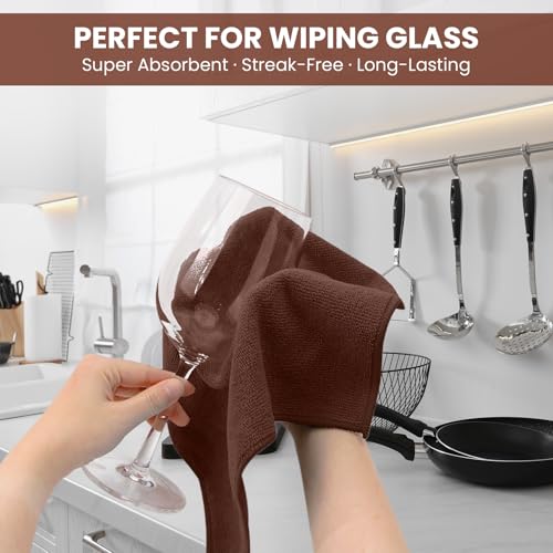 Image of SIFANGKE Microfiber Cleaning Cloth, 12 Pack Brown Cleaning Rags for Housekeeping, Reusable Microfiber Towels for Car, Kitchen, Bathroom and Household Cleaning Supplies, 11.8 inchX11.8 inch