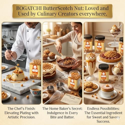Image of BOGATCHI Crispy & Crunchy Butterscotch Chips (8mm) for Baking & Desserts | Premium Butterscotch Nuts Candy for Cakes, Ice Creams, Shakes, Muffins, Cookies & Chocolates | Gluten Free | 200g
