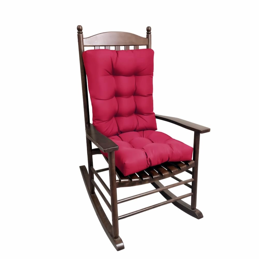 Rocking Chair Cushion, Set of Thicken Seat & Back Chair Cushions，Soft Thickened Patio Chair Cushions for Indoor/Outdoor (Wine red)-image-13