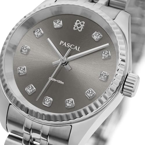 Image of PASCAL Timeless Classic Diamond Watch for Men Women- Swiss Quartz Watch with Lab-Grown Diamonds, Sapphire Crystal, Elegant Dress Watch Gift,10 ATM Water Resistant, Fits 6.5 inch-9.5 inch Wrists