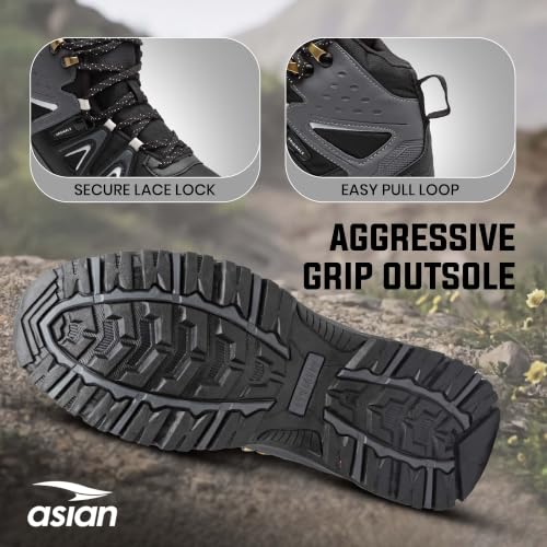ASIAN EVEREST-24 Men's Black Trekking Shoes BLACK DGREY - Image 6