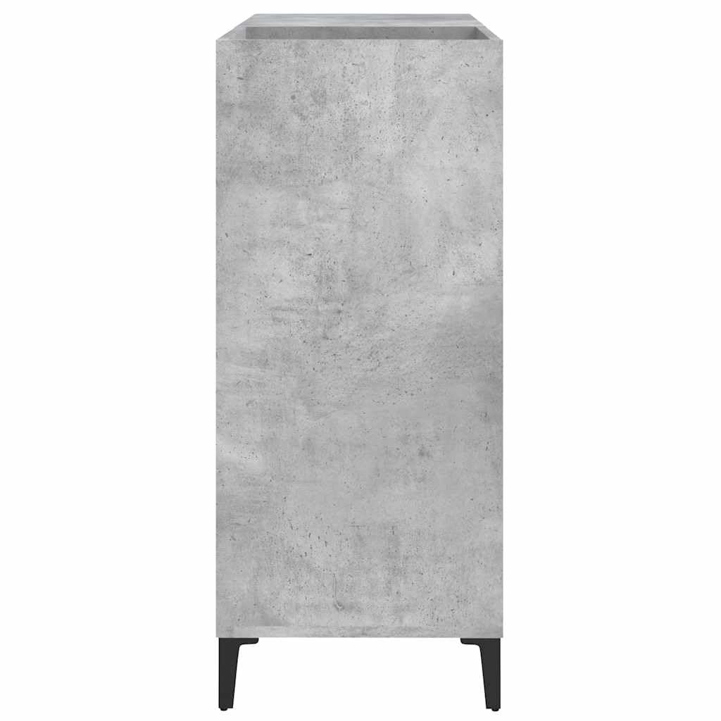 Générique Armadio a dischi in vinile grigio cemento 84,5 x 38 x 89 cm, mobile portaoggetti LP in legno di ingegneria con gambe metalliche, ripiano per giradischi e collezione di vinile.