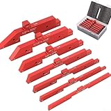 Messblock-Set, 7-teiliges Lineal, markiertes Messblock-Set, Höhe, Tiefe, Winkel, Messblöcke, für Zaunherstellung, für Holzbearbeitungswerkzeuge (rot)