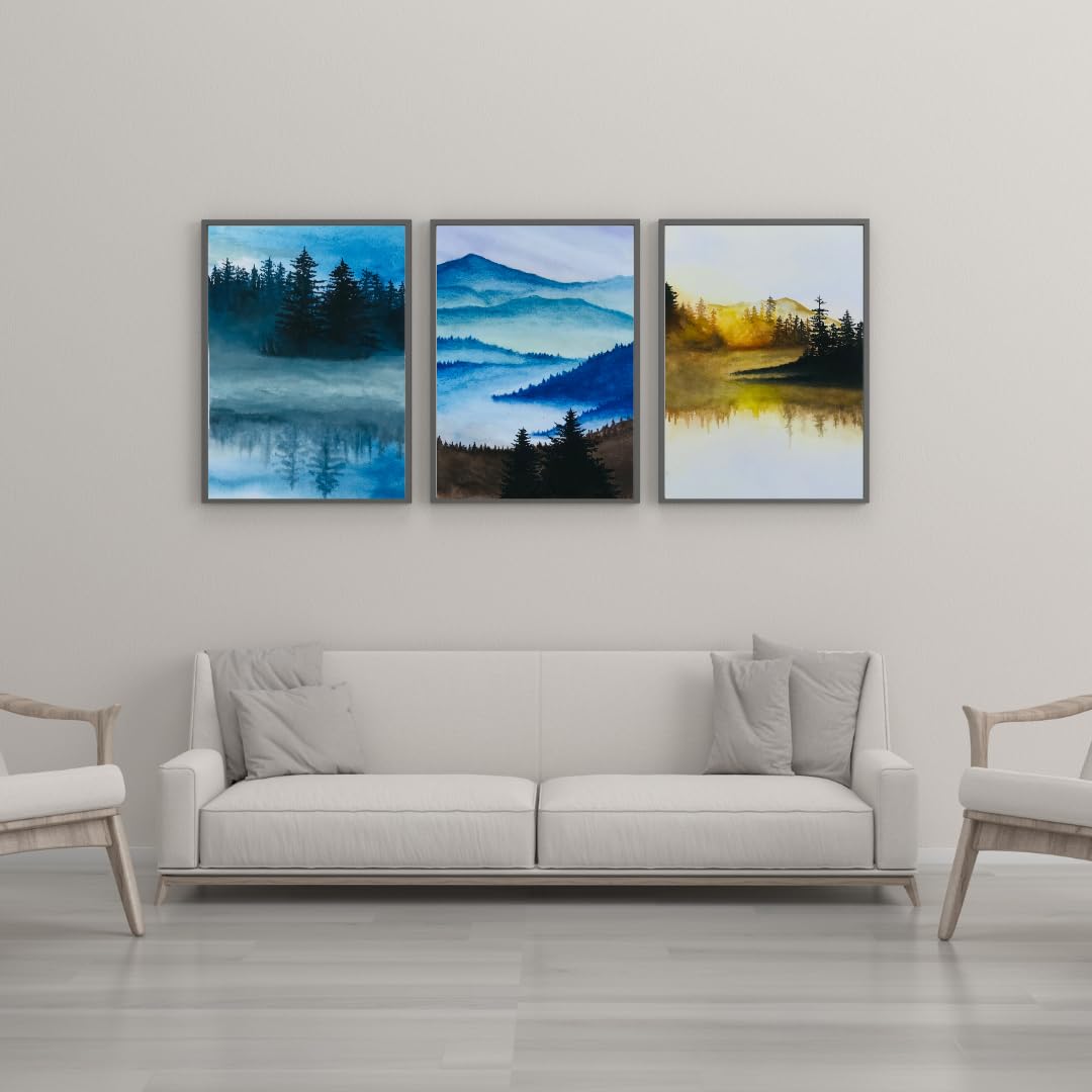 Moin Art Store Wall Art Prints | Home Decoration Set Of 3 | 300 Gsm Matte Paper | Seaside ocean art print sunset view | Multicolour | Unframed |12X16 Inch
