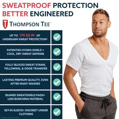 Image of Sweatproof Undershirt for Men w / Underarm Sweat Pads (Original Fit, Deep V-Neck)