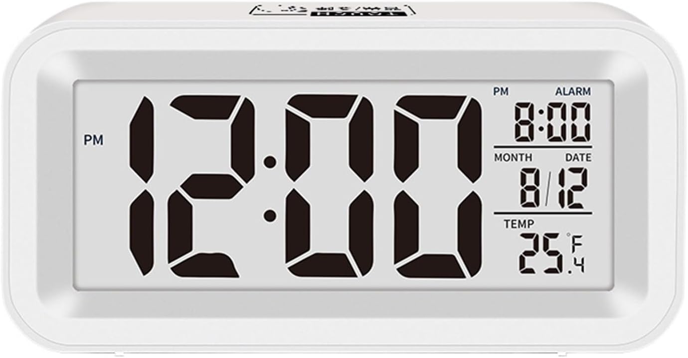 Desktop Alarm Clock Large Screen High Precision Backlight Design Compact Size Date Display Temperature Monitoring ABS 3-in-1