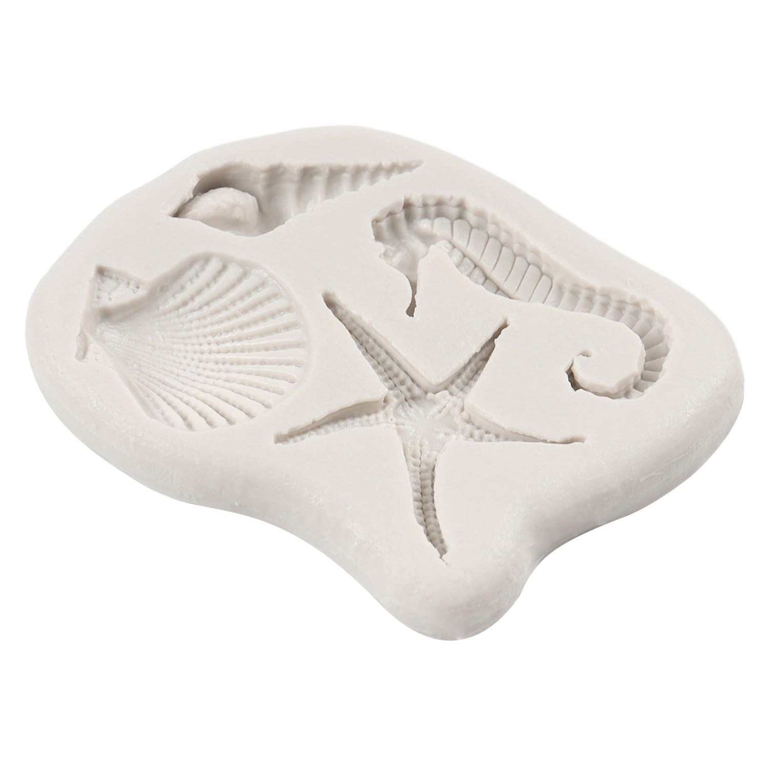 3 Stampini In Silicone Per Alimenti A Forma Di Conchiglia, Stella Marina E Corallo - Stampi Per Torta E Cioccolato A Tema Marino - 4