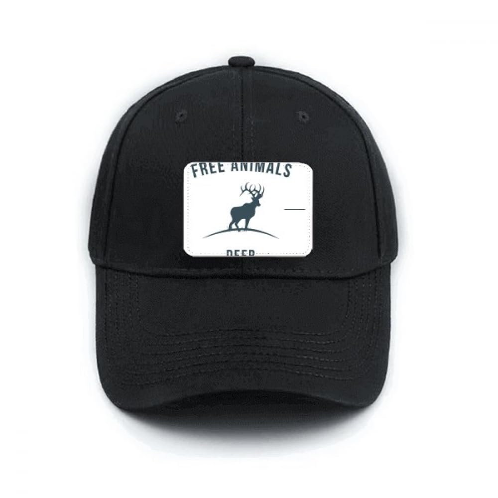 Casquette de baseball noire classique avec broderie de cerfs bleus réglable