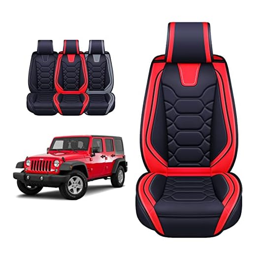 OASIS AUTO Custom Leather Seat Covers Compatible with Jeep Wrangler 2007-2025 (Full Set, RED)