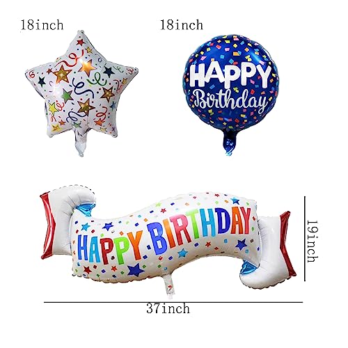 Birthday Decoration Set Colorful Happy Birthday Banner Balloon,Star and Circle Mylar Foil Balloon for Girls Boys Kids & Adults Birthday Decorations and Party Supplies 5PCS - Image 4