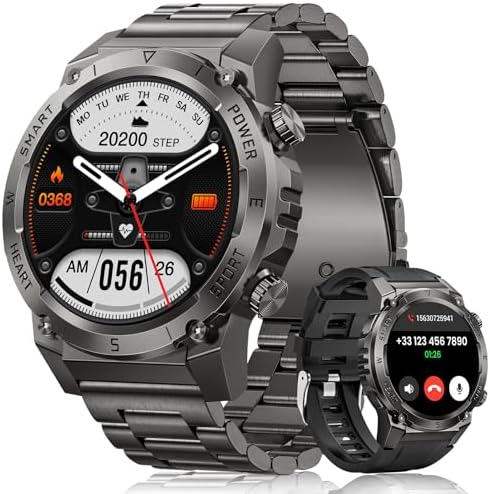 Men's Military Smart Watch, 1.46 Inch Smartwatch with Bluetooth C...