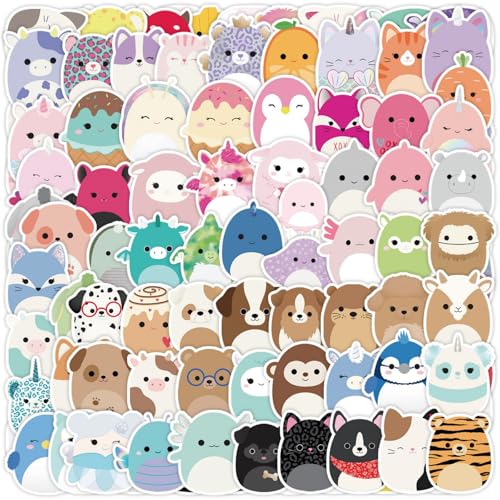 100 pcs Cute Kawaii Animal Stickers Waterproof Vinyl Decals for Water Bottle Laptop Scrapbook Party Favors Teens Gift (Kawai)